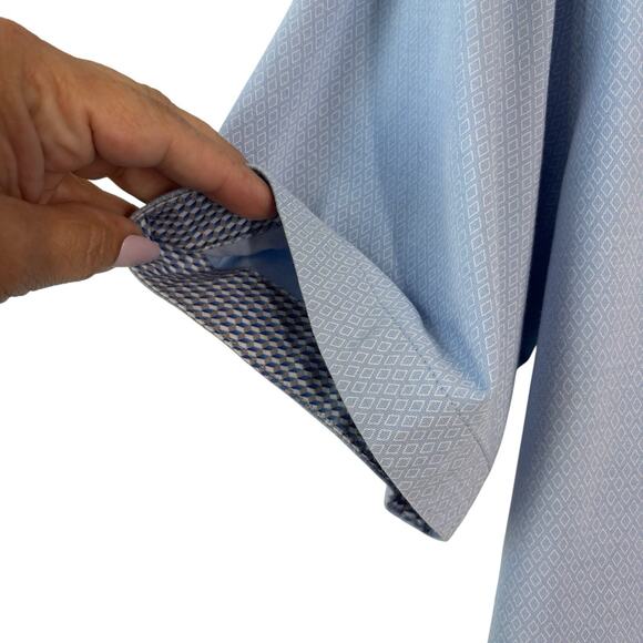 Buttercloth Mens Shirt XL Blue Short Sleeve Button Down Icy Cotton Regular Fit - Picture 6 of 9